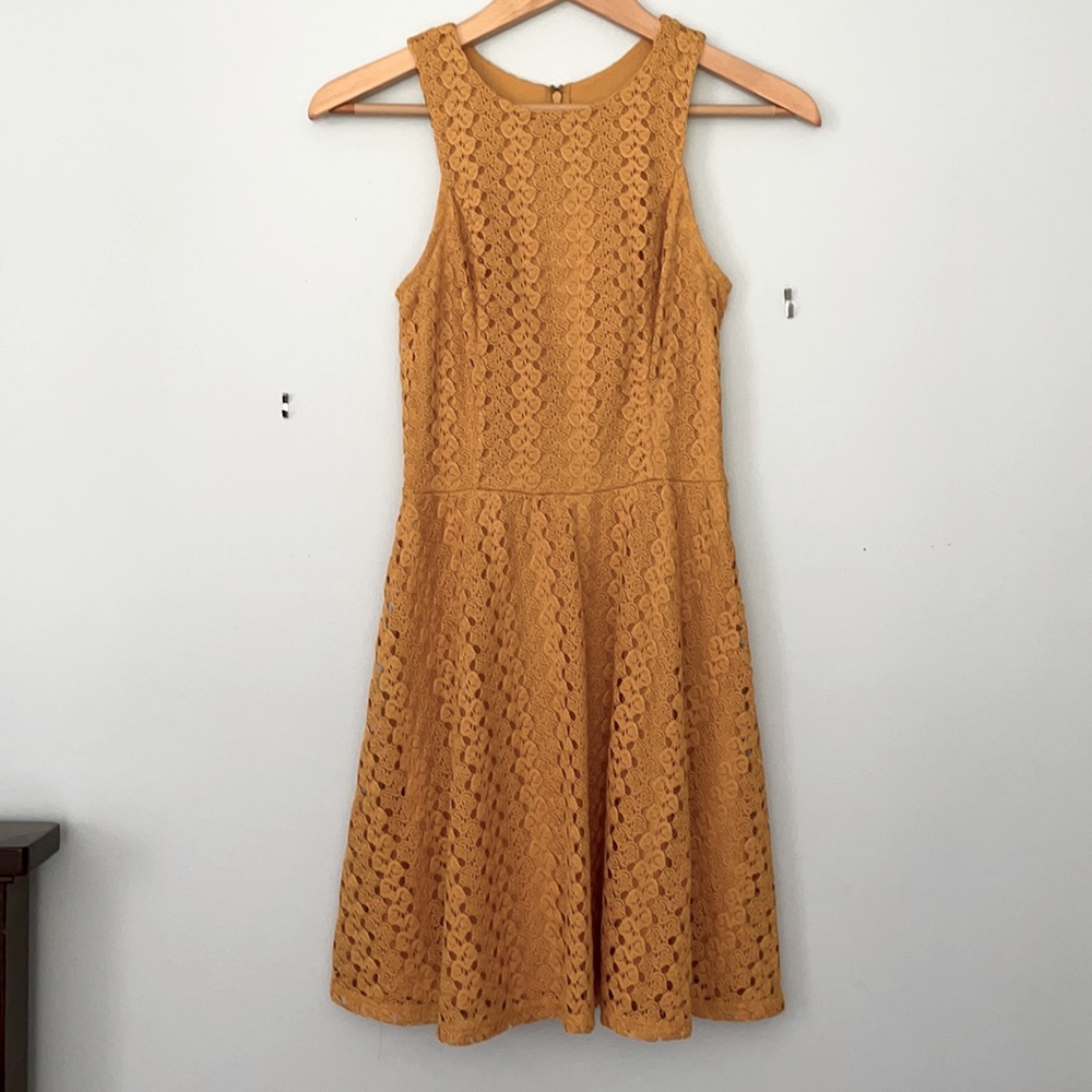 Xhilaration XS Mustard Yellow Lace Dress